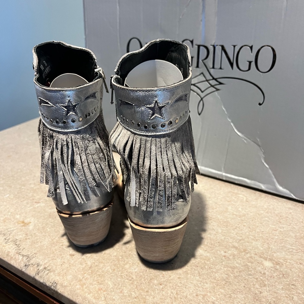 Old Gringo Moira Metallic Silver Ankle Boots - 🐆- Sz. 10 - NWT - Picture 5 of 13